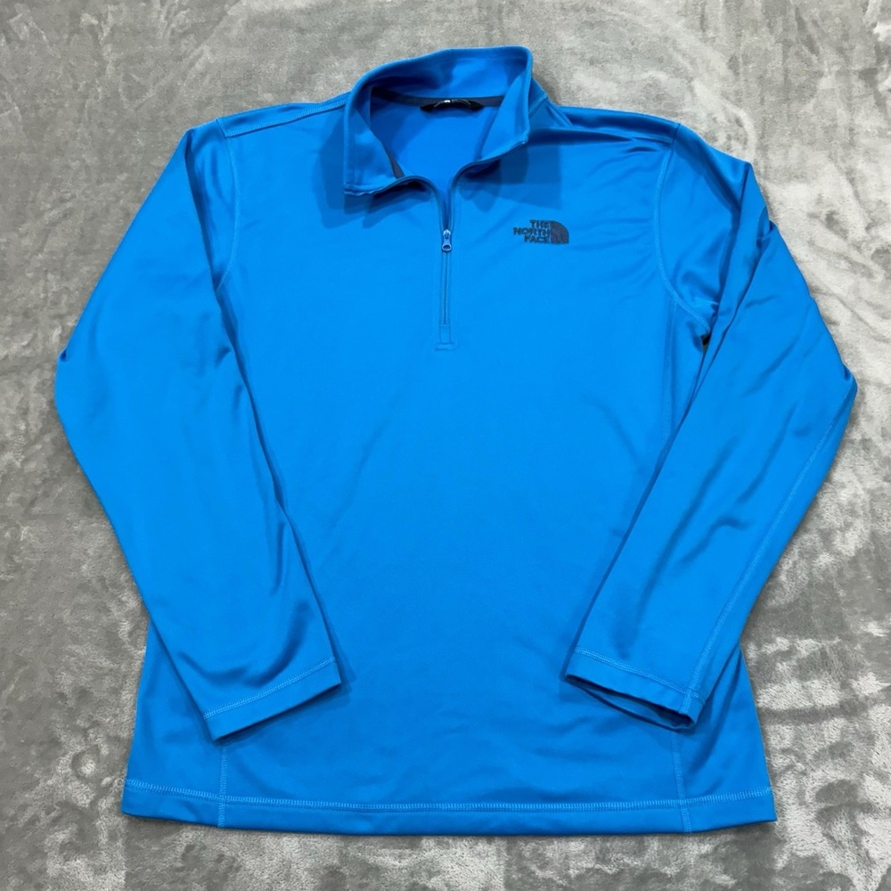 The North Face Sweatshirt Mens Medium Blue Long Sleeve 1/4 Zip Logo Outdoor Work